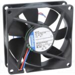 8026943787 8414N/2H, DC Fans Tubeaxial Fan, 80x80x25mm, 24VDC, 46.5CFM, Speed Signal/Open Collector Output Hirschmann