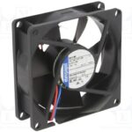 8005909529 8412NH-217, Fan Tubeaxial 12VDC Square - 80mm L x 80mm H Ball 46.5 CFM (1.30m³/min) 2 Wire Leads Hirschmann