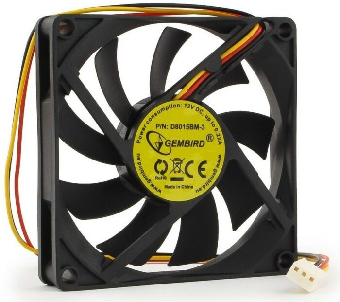 8048462616 D8015BM-3, Вентилятор Gembird D8015ВM-3, 80x80x15, двойной шарикоподшипник, 3pin, провод 30см Hirschmann — изображение 6