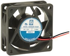 8005184080 OD6025-12HSS, DC Fans DC Fan, 60x60x25mm, 12VDC, 23CFM, 0.23A, 33dBA, 4500RPM, Sealed Sleeve, Leads Hirschmann