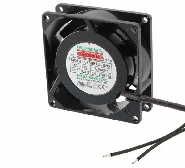 doc042811921 8033966756 UF80B12-BWHR, Fan Tubeaxial 115VAC Square - 80mm L x 80mm H Ball 24.0 CFM (0.672m³/min) 2 Wire Leads Hirschmann — изображение 1
