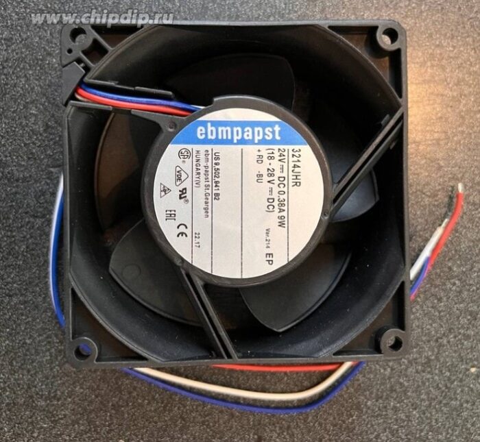 9001081873 3214JHR, Вентилятор 92x38 24V DC 0,38A 9W 3pin Hirschmann — изображение 2
