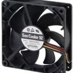 8005780007 9A0912G402, Fan Tubeaxial 12VDC Square - 92mm L x 92mm H Ball 62.1 CFM (1.74m³/min) 2 Wire Leads Hirschmann