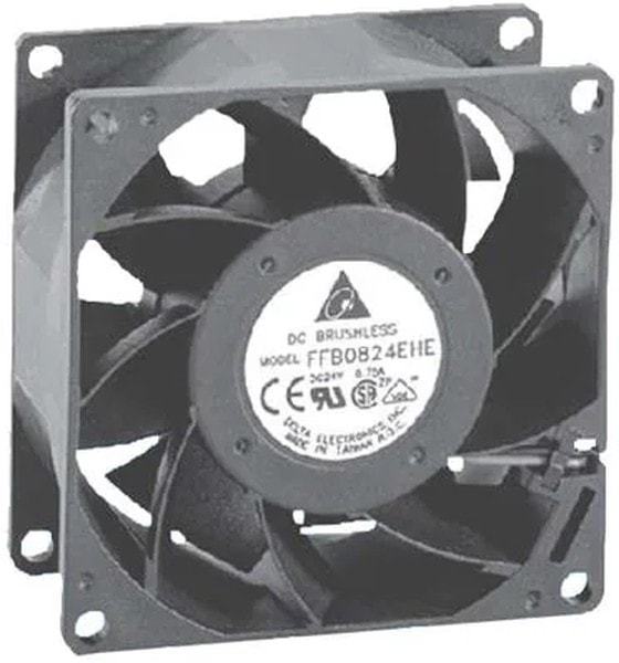 doc043139841 8004747180 FFB0812SHE-F00, DC Fans DC Tubeaxial Fan, 80x38mm, 12VDC, Ball Bearing, 3x Lead Wires, Tachometer Hirschmann — изображение 1