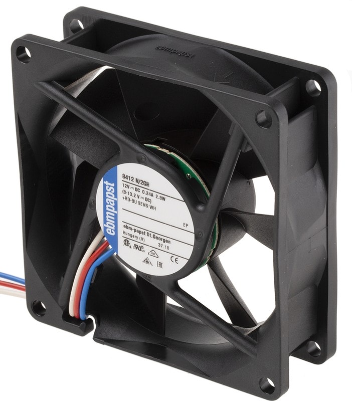 doc043142869 8009482772 8412N/2GH, 8400 N Series Axial Fan, 12 V dc, DC Operation, 79m³/h, 2.8W, 80 x 80 x 25mm Hirschmann — изображение 1