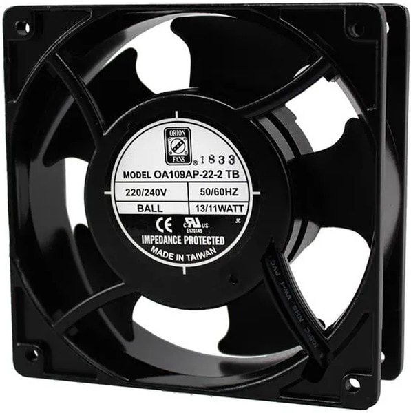 doc043288702 8008622167 OA109AP-22-2TB, Fan Tubeaxial 230VAC Square - 120mm L x 120mm H Ball 71.0 CFM (1.99m³/min) 2 Terminals Hirschmann — изображение 1