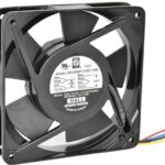 8006163998 OA125AP-11/22-1WB, Fan Tubeaxial 115/230VAC Square - 120mm L x 120mm H Ball 81.0 CFM (2.27m³/min) 4 Wire Leads Hirschmann