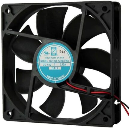 8008656463 OD1225-24HBIP68, Fan Tubeaxial 24VDC Square - 120mm L x 120mm H Ball 120.0 CFM (3.36m³/min) 2 Wire Leads Hirschmann