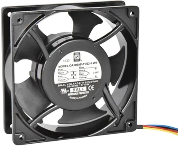 doc043289040 8005183799 OA109AP-11/22-3WB, AC Fans Axial Fan, 120x120x38mm, 115/230VAC, 53CFM, 8W, 27dBA, 1400RPM, Ball, Lead Wires Hirschmann — изображение 1