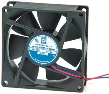 8005184116 OD8025-24HB01A, DC Fans DC Fan, 80x80x25mm, 24VDC, 40CFM, 0.1A, 35dBA, Ball, Wire, Open Collector Tach Hirschmann