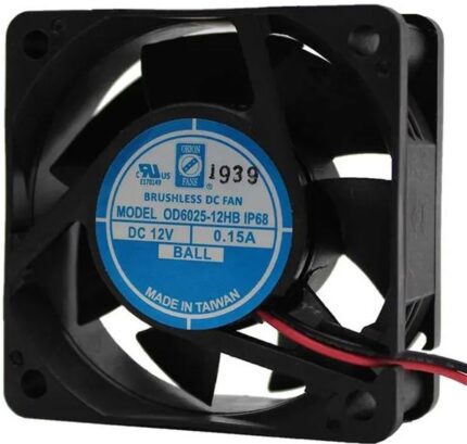 8008660482 OD6025-24HBIP68, Fan Tubeaxial 24VDC Square - 60mm L x 60mm H Ball 25.0 CFM (0.700m³/min) 2 Wire Leads Hirschmann