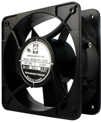 8018732077 OD180APL-24HBIP69K, DC Fans DC Fan, 180x180x65mm, 24VDC, 460CFM, 2.5A, 60.2W, 63.2dBA, 3375RPM, Leads, IP69K Hirschmann