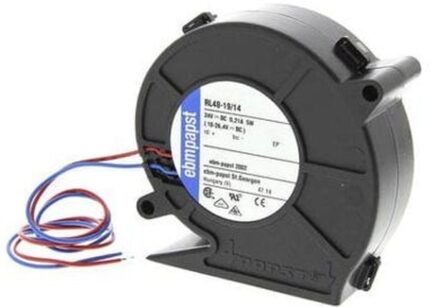 8006973311 RL48-19/14, Fan Blower 24VDC Rectangular/Rounded - 75.2mm L x 75.5mm H Ball 16.5 CFM (0.462m³/min) 2 Wire Leads Hirschmann