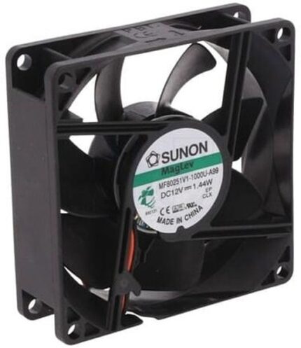 8006263188 MF80251V1-1000U-A99, DC Fans Axial Fan, 80x80x25mm, 12VDC, 41CFM, 0.18"H2O, Vapo, Wire, Auto Restart Hirschmann