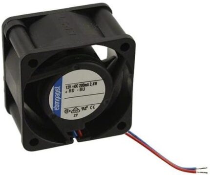8005992473 412J, Fan Tubeaxial 12VDC Square - 40mm L x 40mm H Ball 11.2 CFM (0.314m³/min) 2 Wire Leads Hirschmann