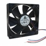 8008709086 AFB1212VH-F00, Fan Tubeaxial 12VDC Square - 120mm L x 120mm H Ball 103.8 CFM (2.91m³/min) 3 Wire Leads Hirschmann