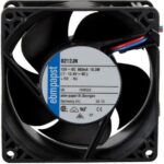 8005948100 8212JN, Fan Tubeaxial 12VDC Square - 80mm L x 80mm H Ball 78.0 CFM (2.18m³/min) 2 Wire Leads Hirschmann