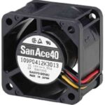 8006972213 109P0412K3013, Fan Tubeaxial 12VDC Square - 40mm L x 40mm H Ball 20.8 CFM (0.582m³/min) 3 Wire Leads Hirschmann