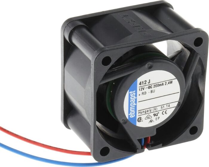 8005992473 412J, Fan Tubeaxial 12VDC Square - 40mm L x 40mm H Ball 11.2 CFM (0.314m³/min) 2 Wire Leads Hirschmann — изображение 3