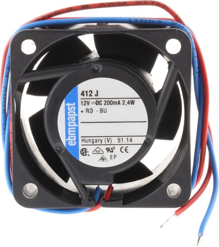 8005992473 412J, Fan Tubeaxial 12VDC Square - 40mm L x 40mm H Ball 11.2 CFM (0.314m³/min) 2 Wire Leads Hirschmann — изображение 6