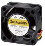 8025834169 9WPA0412P3G001, DC Fans DC Axial Fan, 40x40x28mm, 12VDC, 22.2CFM, Rib, Splash/Dust Proof, Tach/PWM, IP68 Hirschmann