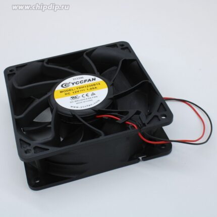 8018324955 YDH1238B12, (120*120*38 12V 1A), Вентилятор 12В 120х120x38 B, 12W, 3800 об/мин, 248.3м3/час, 53дБ, подшипник качения, тип вывода - провод Hirschmann