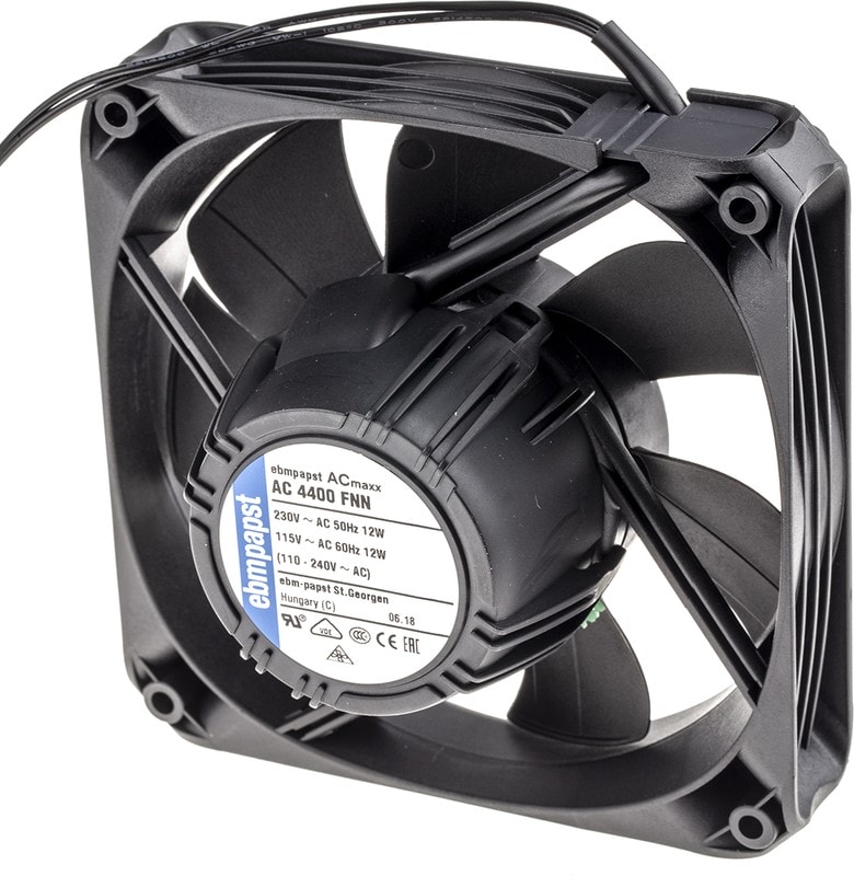 doc044362822 8005897732 AC4400FNN, Fan Tubeaxial 115VAC Square - 119mm L x 119mm H Ball 120.7 CFM (3.38m³/min) 2 Wire Leads Hirschmann — изображение 1