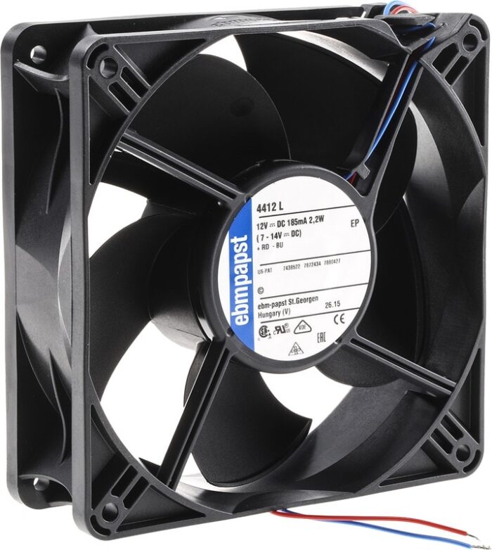 8004692349 4412L, DC Fans DC Tubeaxial Fan, 119x119x38mm, 12VDC, 88.3CFM, 2.5W, 37dBA, 2700RPM, Ball Hirschmann — изображение 4