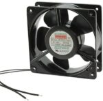 8006068418 UF12A23-BWHR, Fan Tubeaxial 230VAC Square - 120mm L x 120mm H Ball 106.0 CFM (2.97m³/min) 2 Wire Leads Hirschmann