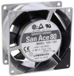 8006116305 109-150, Fan Tubeaxial 100VAC Square - 80mm L x 80mm H Ball 37.1 CFM (1.04m³/min) 2 Terminals Hirschmann