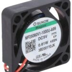 8006313586 MF25060V1-1000U-A99, DC Fans DC Axial Fan, 25x25x6.5mm, 5VDC, 3CFM, 0.23"H2O, Vapo, 2x Wire, Auto Restart Hirschmann