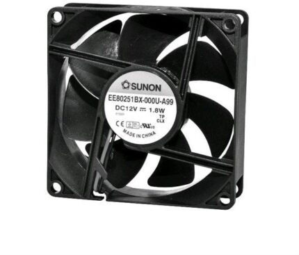 8034076782 EE80251S2-1000U-999, Fan Tubeaxial 12VDC Square - 80mm L x 80mm H Sleeve 37.0 CFM (1.04m³/min) 2 Wire Leads Hirschmann