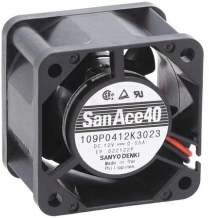 8005415134 109P0412K3023, DC Fans DC Axial Fan, 40x40x28mm, 12VDC, Groove for Lead Hirschmann