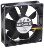 8006061531 9A0812G401, Fan Tubeaxial 12VDC Square - 80mm L x 80mm H Ball 53.0 CFM (1.48m³/min) 3 Wire Leads Hirschmann