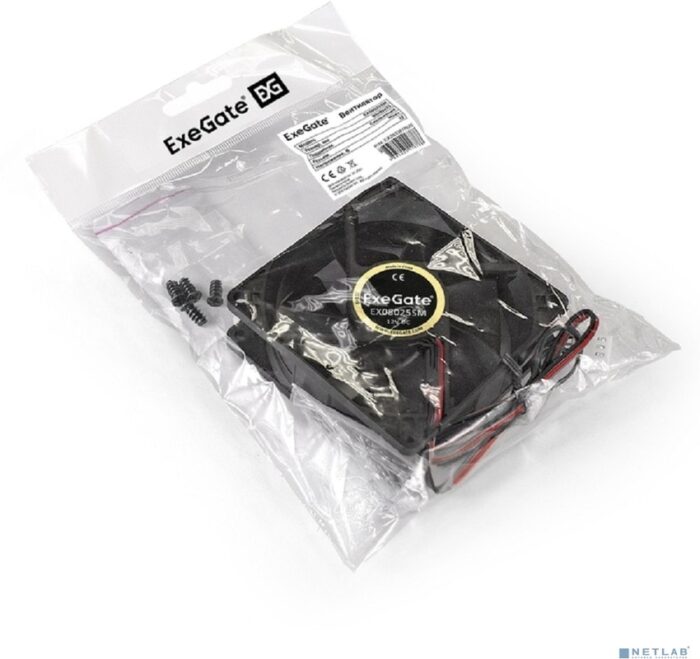 8010346392 Exegate EX283381RUS Вентилятор ExeGate EX08025SM, 80x80x25 мм, Sleeve bearing (подшипник скольжения), Molex, 2000RPM, 25dBA Hirschmann — изображение 3