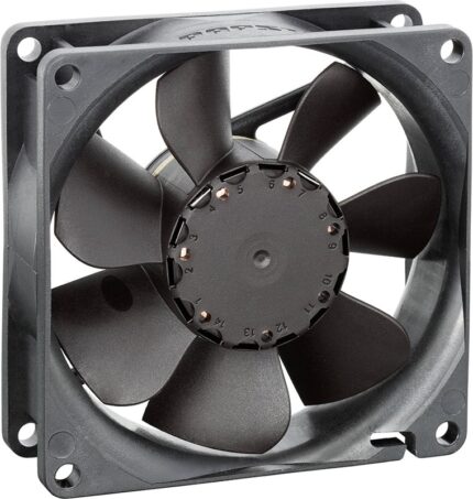 8017145635 8412NGHAR-183, 8400 N Series Axial Fan, 12 V dc, DC Operation, 74m³/h, 2.8W, 230mA Max, 80 x 80 x 25mm Hirschmann