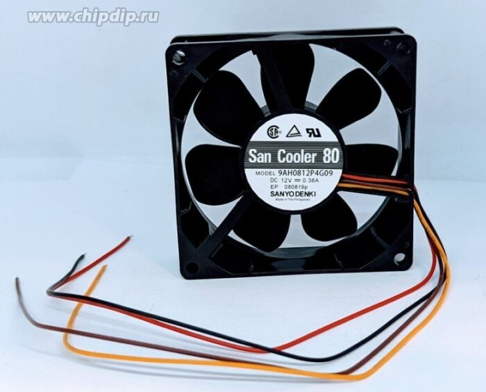 8021450538 Вентилятор Sanyo Denki 9AH0812P4G09 DC 12V 0.38A 80x25 4pin Hirschmann — изображение 2