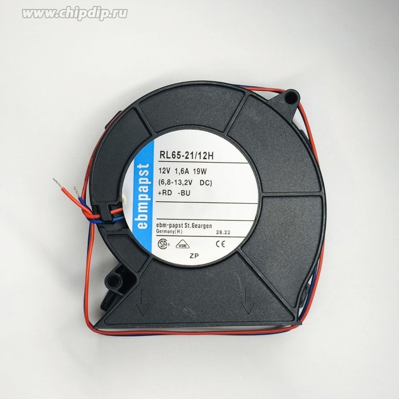 doc046236450 8032005272 Вентилятор Ebmpapst RL65-21/12H 12V 1.6A 19W 97X94X33 2pin Улитка () Hirschmann — изображение 1