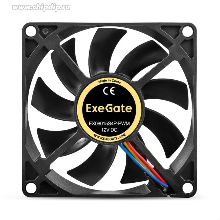 8023545763 EX295235RUS, Вентилятор 12В DC ExeGate EX08015S4P-PWM (80x80x15 мм, Sleeve bearing (подшипник скольжения), 4pin, PWM, 0-2000 RPM, 0-20dBA) Hirschmann — изображение 2
