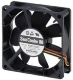8006103345 9A0824S401, Fan Tubeaxial 24VDC Square - 80mm L x 80mm H Ball 42.4 CFM (1.19m³/min) 3 Wire Leads Hirschmann — изображение 2