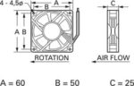 8026542393 DC axial fan, 24 V, 60 x 60 x 25 mm, 26.4 m³/h, 26.7 dB, slide bearing, TRACO POWER D06 T24 LWS Hirschmann — изображение 2