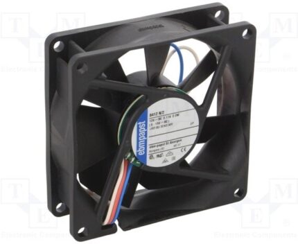 8006176493 8412N/2, Fan Tubeaxial 12VDC Square - 80mm L x 80mm H Ball 40.6 CFM (1.14m³/min) 3 Wire Leads Hirschmann
