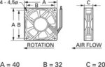8026564923 DC axial fan, 24 V, 40 x 40 x 20 mm, 8.4 m³/h, 22.8 dB, slide bearing, TRACO POWER D04 T24 MWS Hirschmann — изображение 2