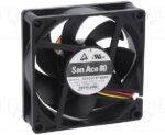 8006986754 9GA0824P4G001, Fan Tubeaxial 24VDC Square - 80mm L x 80mm H Ball 67.4 CFM (1.89m³/min) 4 Wire Leads Hirschmann — изображение 3