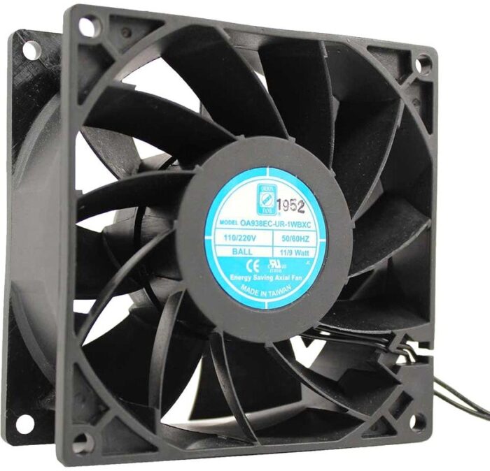 8005904486 OA938EC-UR-1WBXC, Fan Tubeaxial 110/220VAC Square - 92mm L x 92mm H Ball 88.0 CFM (2.46m³/min) 2 Wire Leads Hirschmann — изображение 2
