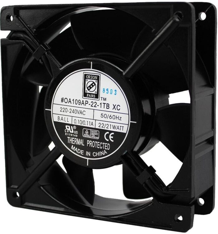8005183810 OA109AP-22-1TBXC, AC Fans Axial Fan, 120x120x38mm, 230VAC, 131CFM, 22W, 47dBA, 3300RPM, Ball, Terminals Hirschmann — изображение 2