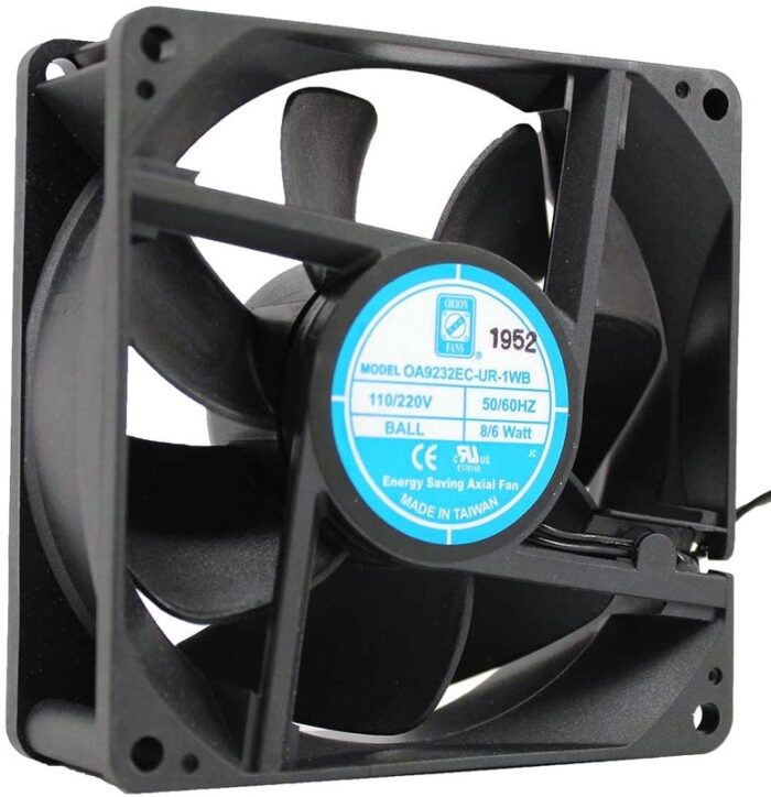 8005800110 OA9232EC-UR-1WB, Fan Tubeaxial 110/220VAC Square - 92mm L x 92mm H Ball 58.0 CFM (1.62m³/min) 2 Wire Leads Hirschmann — изображение 2