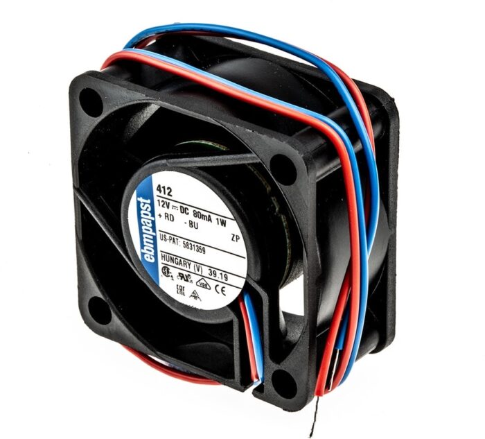 8009100744 412, 400 Series Axial Fan, 12 V dc, DC Operation, 10m³/h, 800mW, 67mA Max, 40 x 40 x 20mm Hirschmann — изображение 2