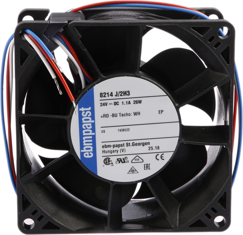 doc048712981 8020747217 8214J/2H3, DC Fans DC Tubeaxial Fan, 80x38mm, 24VDC, 112CFM, Speed Signal/Open Collector Output Hirschmann — изображение 1