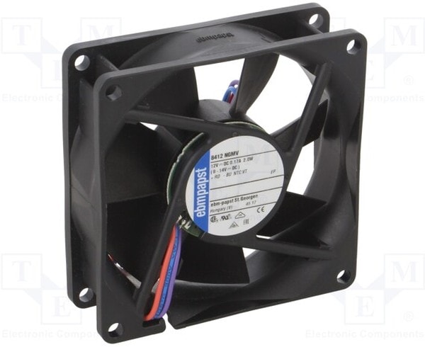 doc049183120 8005941862 8412NGMV, Fan Tubeaxial 12VDC Square - 80mm L x 80mm H Sintec 34.1 CFM (0.955m³/min) 2 Wire Leads Hirschmann — изображение 1